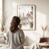 Woman standing in front of Florence Cathedral Watercolor Art Print