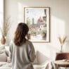 Woman standing in front of Florence Cathedral Watercolor Art Print