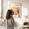 Woman standing in front of Grand Canyon Watercolor Art Print