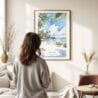 Woman standing in front of Hawaii Watercolor Art Print