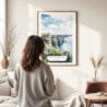 Woman standing in front of Ireland - Cliffs of Moher Watercolor Art Print