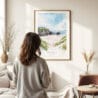 Woman standing in front of Ireland - Inishowen Watercolor Art Print