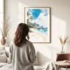 Woman standing in front of Kauai Watercolor Art Print
