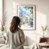 Woman standing in front of Key West Florida Watercolor 1 Art Print