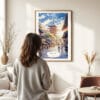 Woman standing in front of Kyoto Pagoda Watercolor 1 Art Print