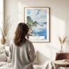 Woman standing in front of Lake Windermere Watercolor 3 Art Print