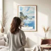 Woman standing in front of Lake Windermere Watercolor 3 Art Print