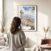 Woman standing in front of Madeira Funchal Watercolor Art Print