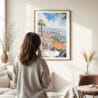 Woman standing in front of Madeira Funchal Watercolor Art Print