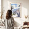 Woman standing in front of Madeira Watercolor Art Print