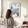 Woman standing in front of Madeira Watercolor Art Print