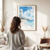 Woman standing in front of Maui Watercolor Art Print