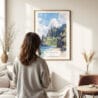 Woman standing in front of Na pali Coast Watercolor Art Print