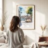 Woman standing in front of Porto 1 Watercolor Art Print
