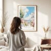 Woman standing in front of San Francisco Lombard Street Watercolor Art Print