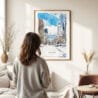 Woman standing in front of Sapporo City Watercolor Art Print