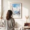 Woman standing in front of Sapporo Japan Watercolor Art Print