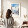 Woman standing in front of Sapporo Japan Watercolor Art Print