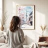 Woman standing in front of Tokyo Skytree Watercolor Art Print