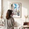 Woman standing in front of Tokyo Tower Watercolor Art Print