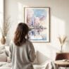Woman standing in front of Toronto Watercolor Art Print