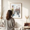 Woman standing in front of Venice Watercolor Art Print
