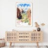 Zion Canyon Watercolor Art Print - Shelf - Portrait