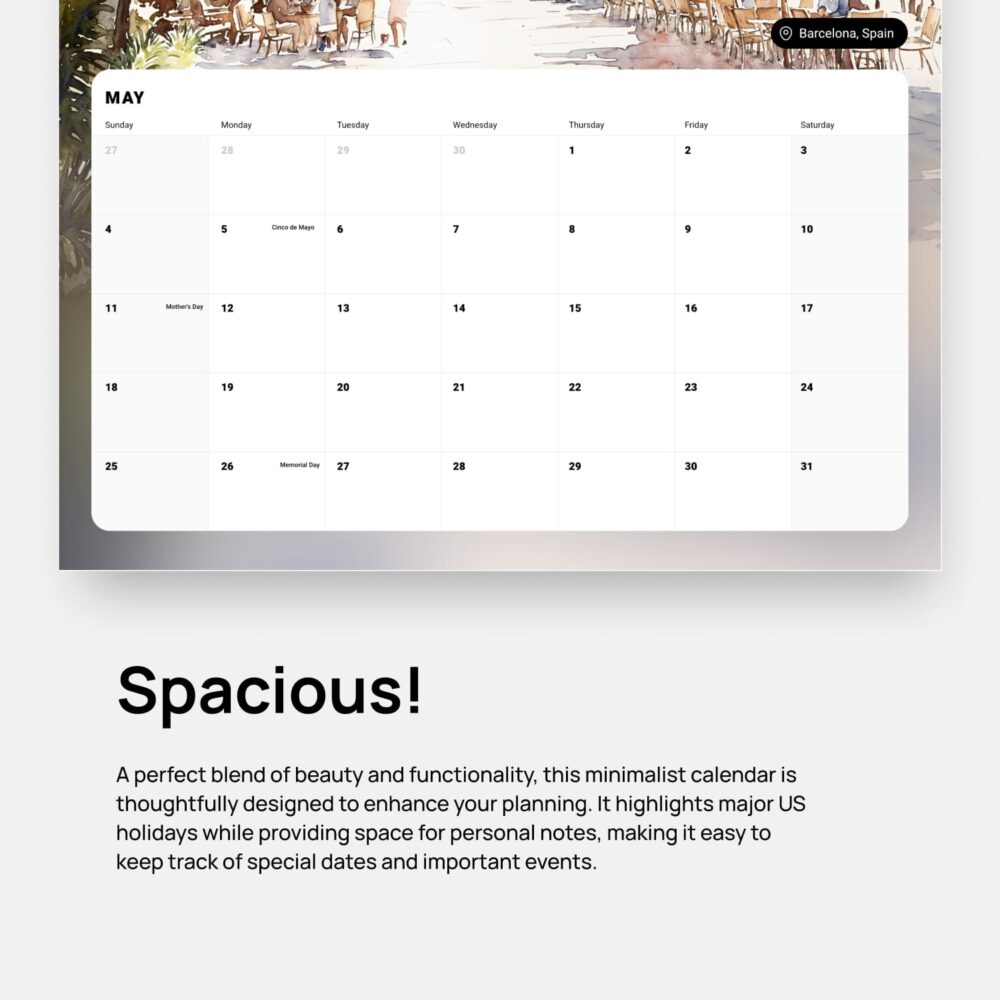 2025 Wall Calendar - Travel - Bucket list - spacious 2025 Wall Calendar - Travel - Bucket list - spacious