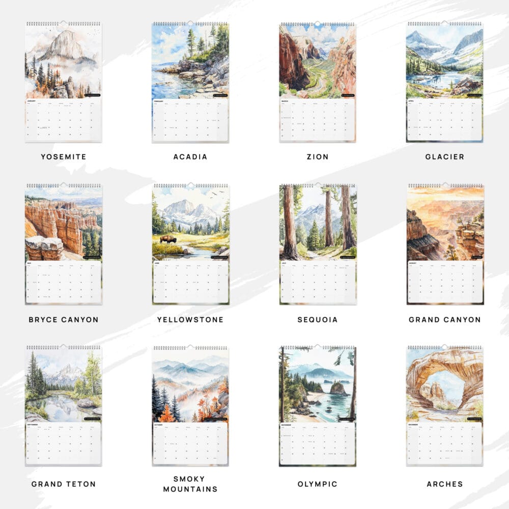 2025 Wall Calendar - US National Parks - Overview 2025 Wall Calendar - US National Parks - Overview
