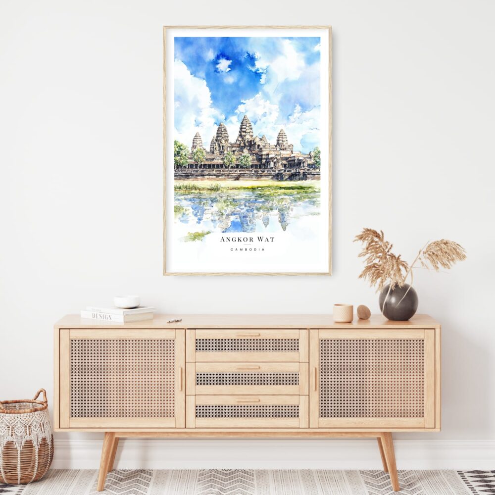 Angkor Wat Cambodia Watercolor Art Print - Shelf - Portrait Angkor Wat Cambodia Watercolor Art Print - Shelf - Portrait