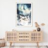 Aurora Lapland Finland Watercolor Art Print - Shelf - Portrait