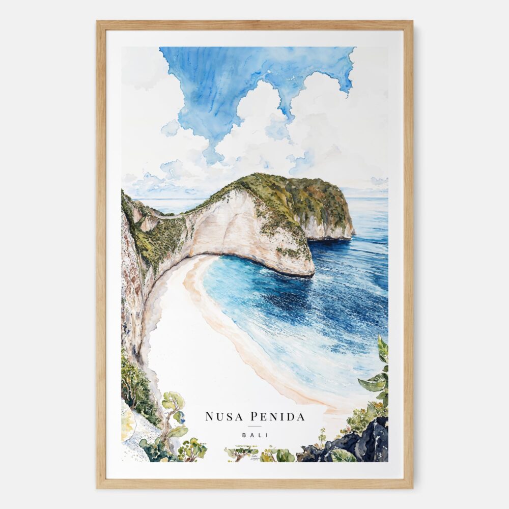 Bali Nusa Penida Watercolor Art Print - Main - Wood Frame