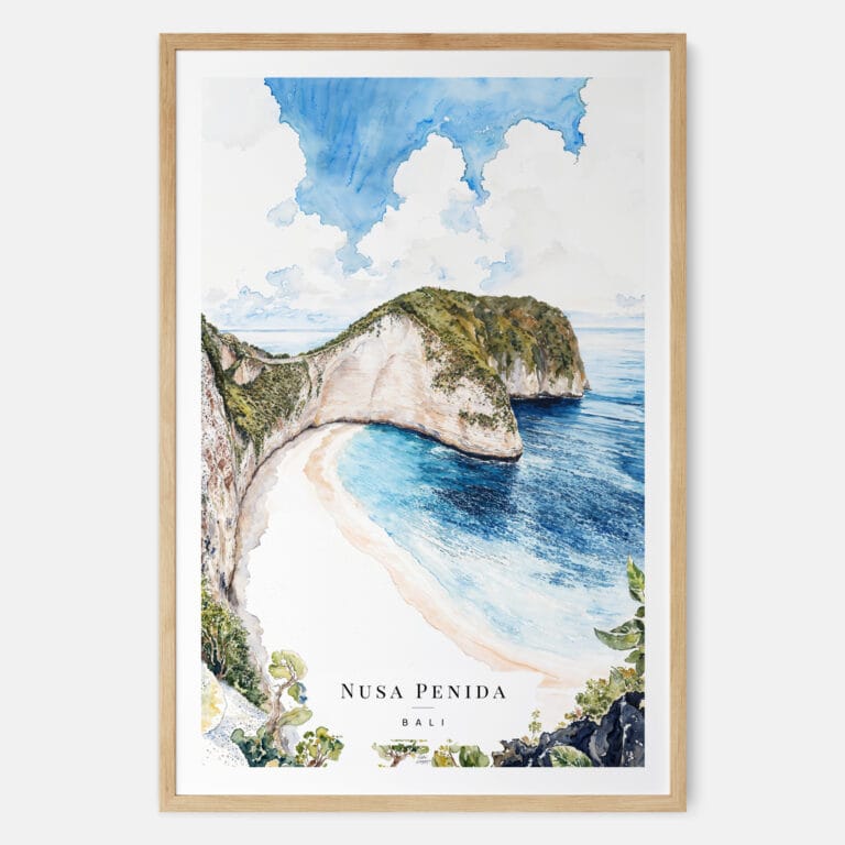 Bali Nusa Penida Watercolor Art Print - Main - Wood Frame