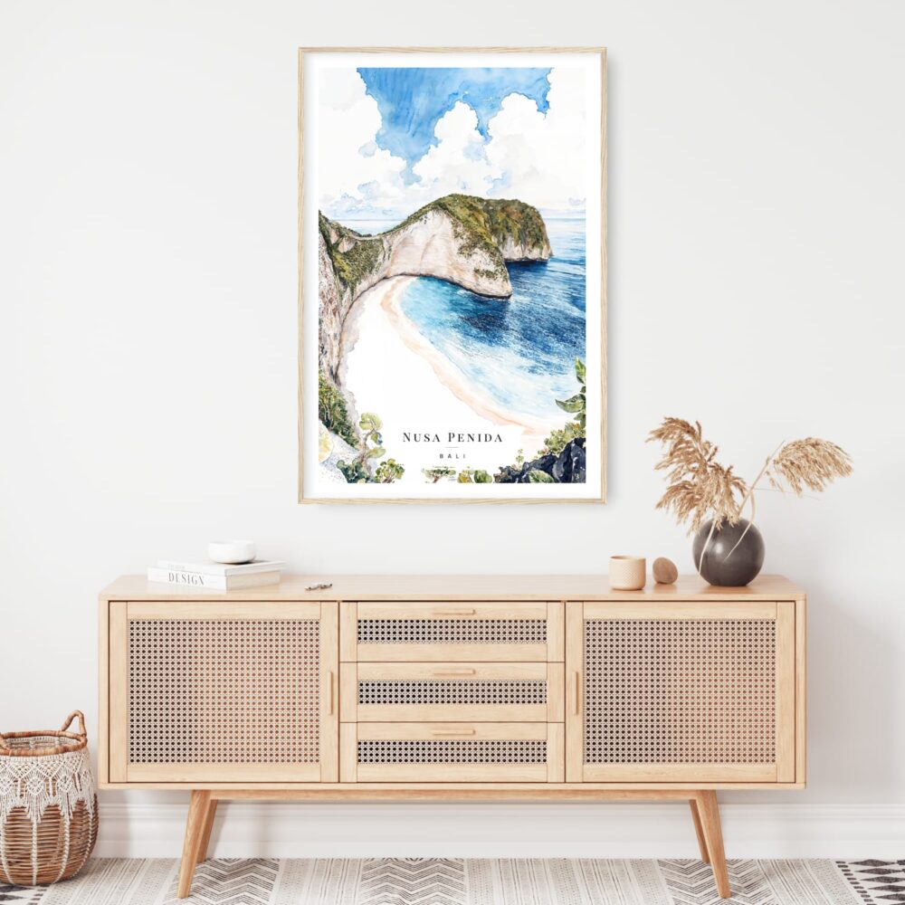 Bali Nusa Penida Watercolor Art Print - Shelf - Portrait Bali Nusa Penida Watercolor Art Print - Shelf - Portrait