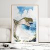 Bali Nusa Penida Watercolor Art Print - Wood Frame standing on Floor