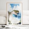 Bali Nusa Penida Watercolor Art Print - Wood Frame standing on Floor