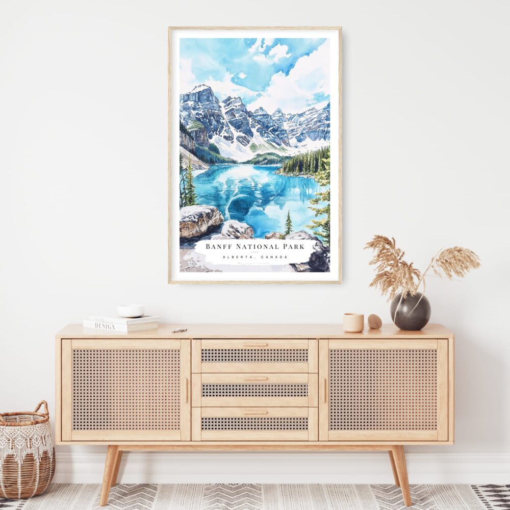 Banff National Park Watercolor Art Print - Shelf - Portrait Banff National Park Watercolor Art Print - Shelf - Portrait