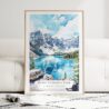 Banff National Park Watercolor Art Print - Wood Frame standing on Floor