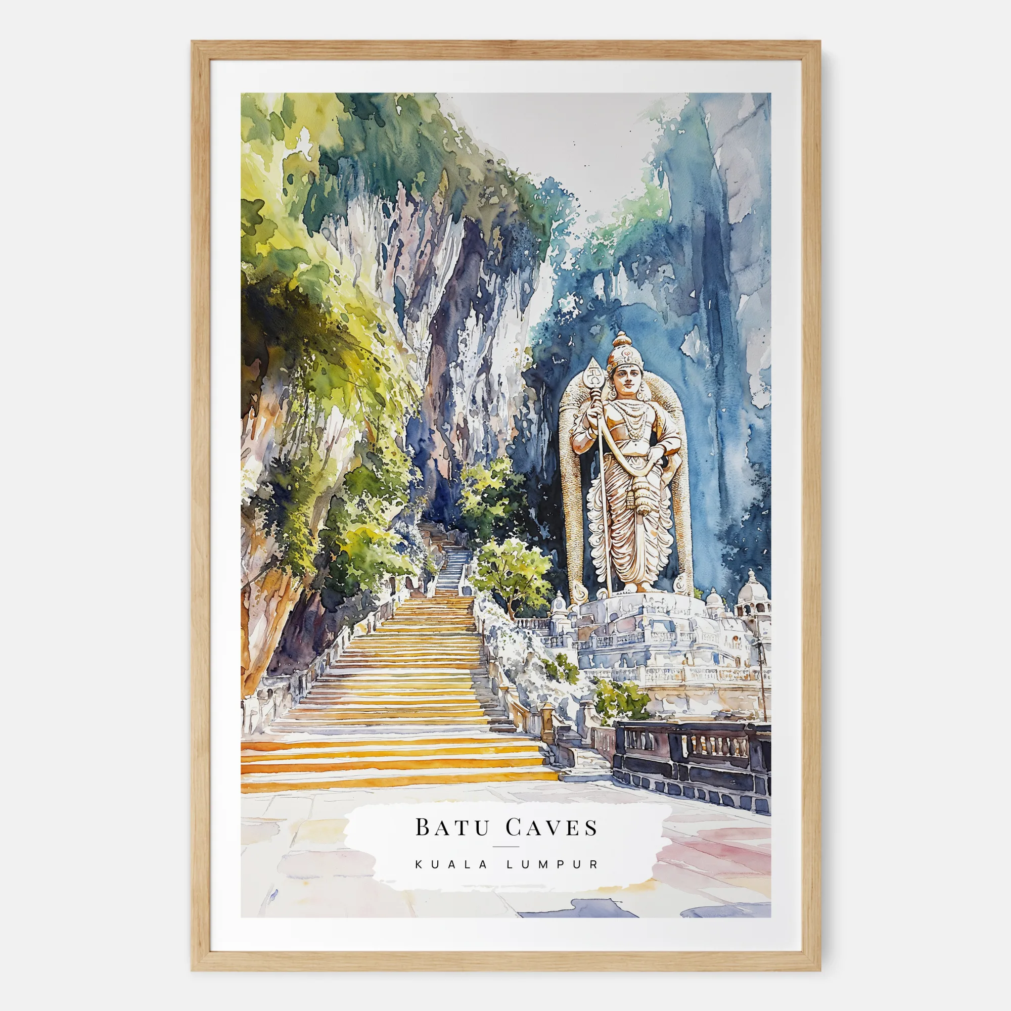 Batu Caves Watercolor Print - Malaysia Travel Art Print 8 Batu Caves Watercolor Print – Malaysia Travel Art Print