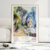 Batu Caves Watercolor Art Print - Wood Frame standing on Floor