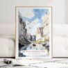 Big Bend National Park Watercolor Art Print - Wood Frame standing on Floor
