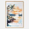 Biscayne National Park Watercolor Art Print - Main - Wood Frame