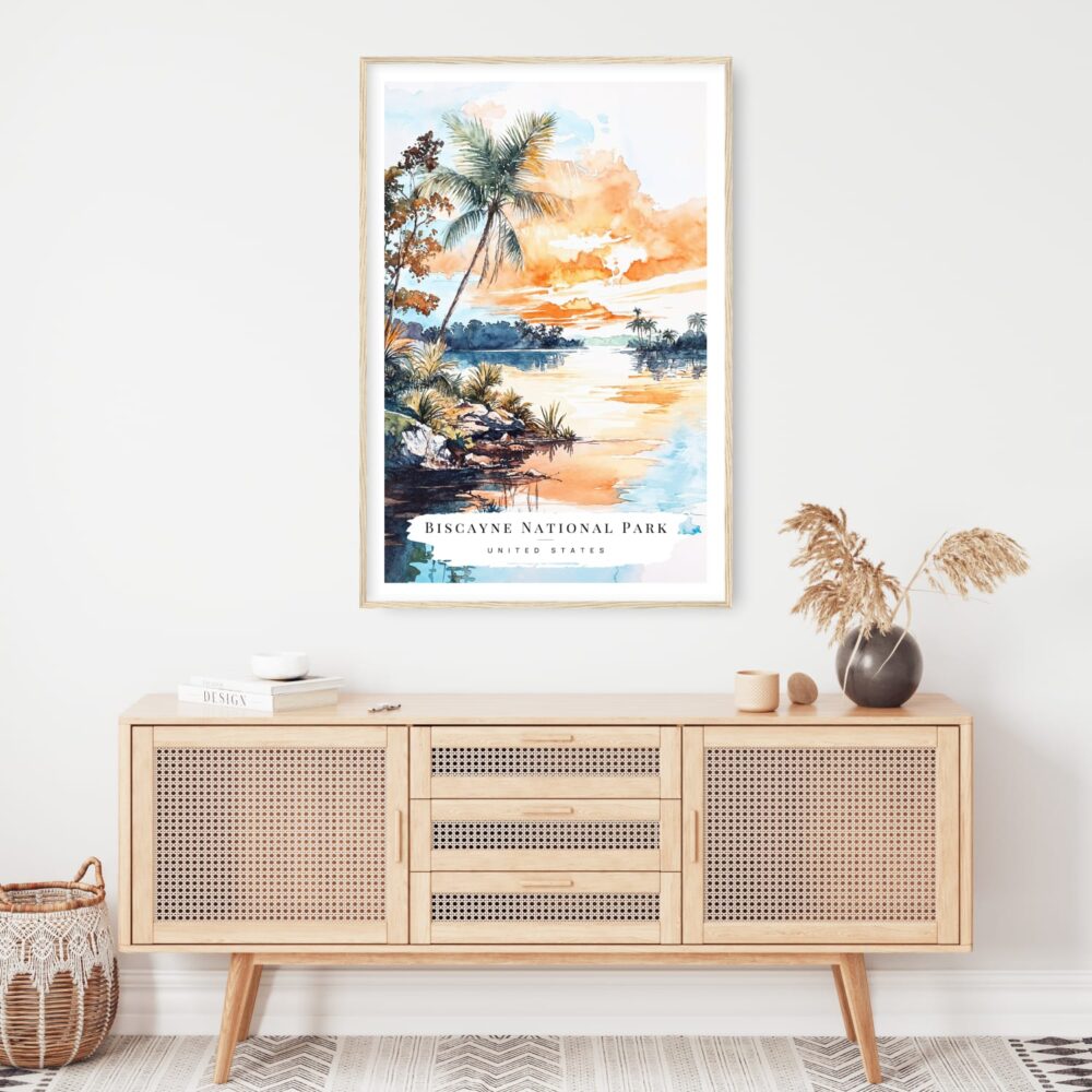 Biscayne National Park Watercolor Art Print - Shelf - Portrait Biscayne National Park Watercolor Art Print - Shelf - Portrait