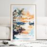 Biscayne National Park Watercolor Art Print - Wood Frame standing on Floor