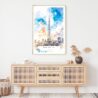 Burj Khalifa Dubai Watercolor Art Print - Shelf - Portrait