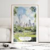 Central Park New York Watercolor Art Print - Wood Frame standing on Floor
