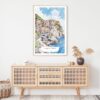 Cinque Terre Manarola Watercolor Art Print - Shelf - Portrait