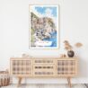 Cinque Terre Manarola Watercolor Art Print - Shelf - Portrait