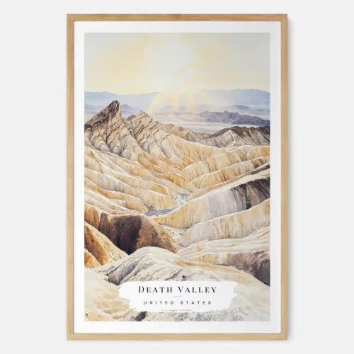 Death Valley Watercolor Art Print - Main - Wood Frame