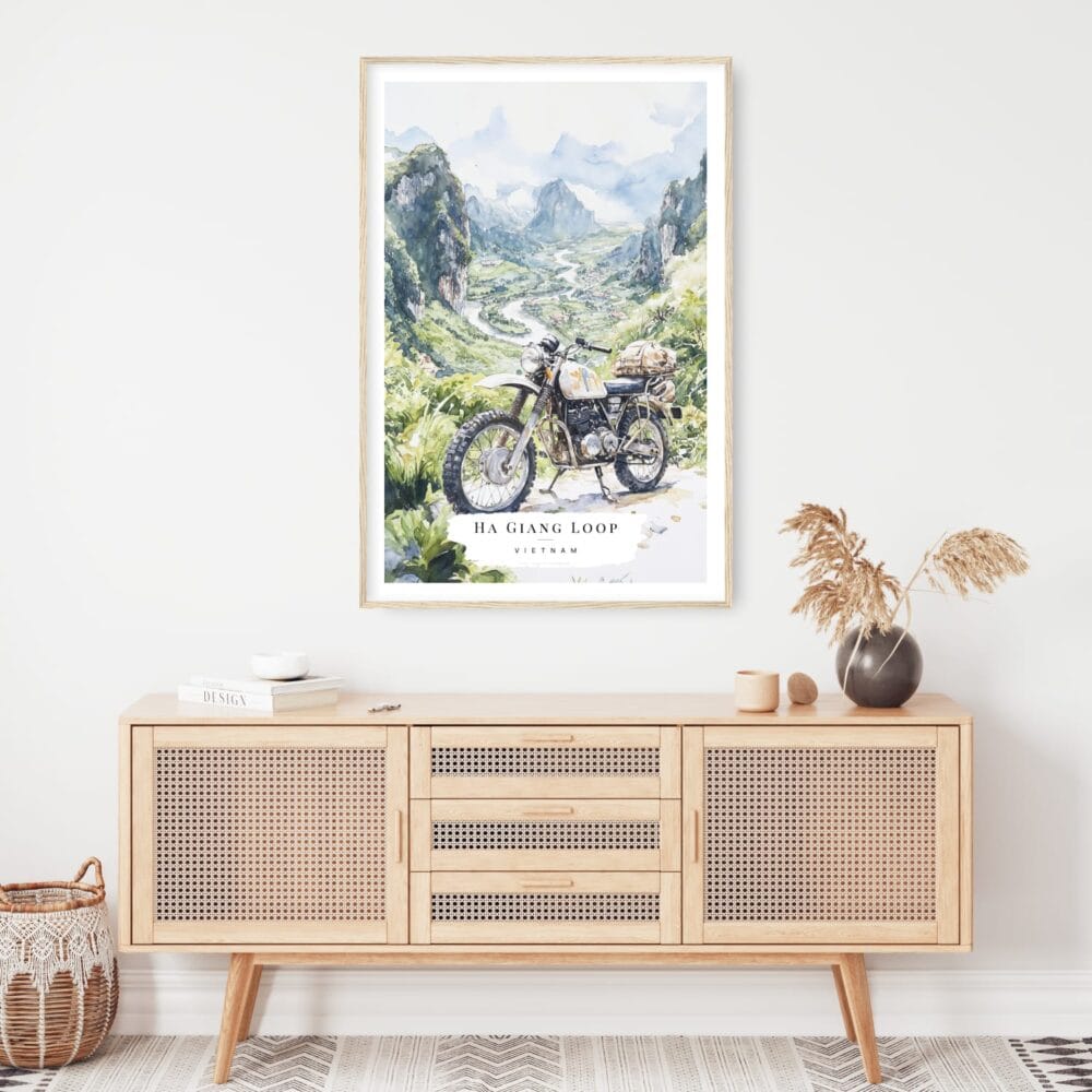 Ha Giang Loop Vietnam Watercolor Art Print - Shelf - Portrait Ha Giang Loop Vietnam Watercolor Art Print - Shelf - Portrait